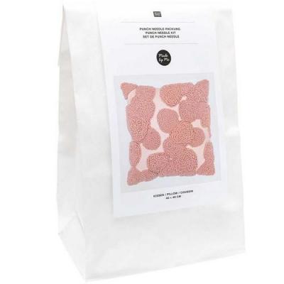 Kit Punch Needle RICO Coussin Pois Rose