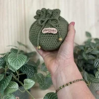 Bourse verte crochet pic et point