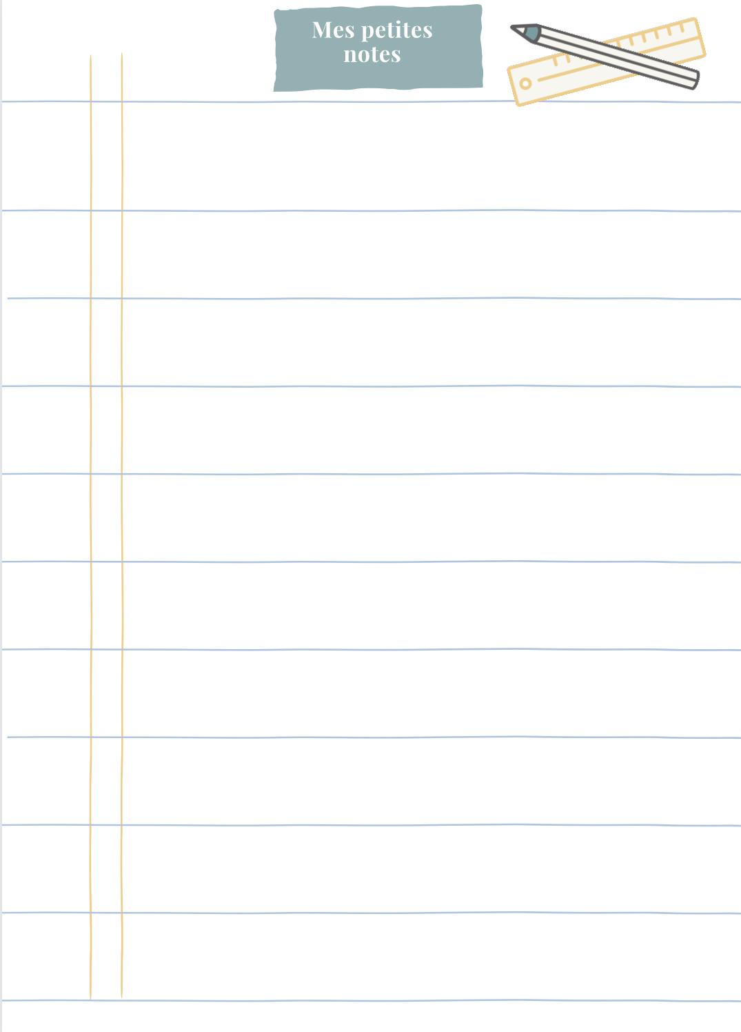 Feuille mes petites notes