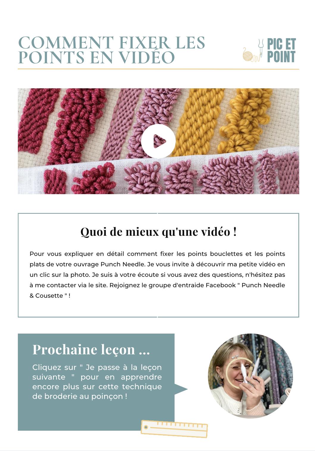 Video comment fixer les points en punch needle